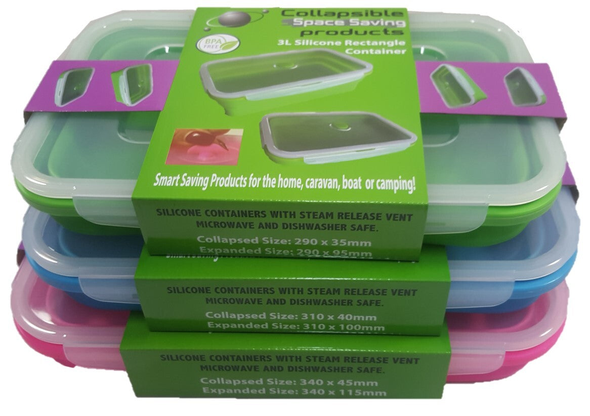 Collapsible Space Saving Rectangular Container Set - 3 Pack