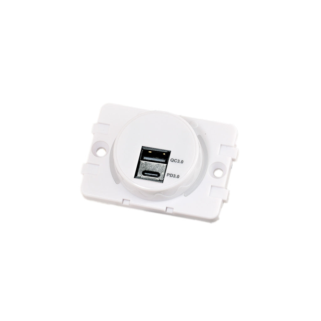 12V USB Twin Charging Station USB A/USB C White