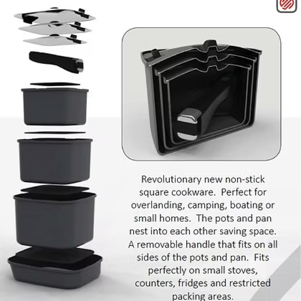 Smart Space Cookware Set Square Pots