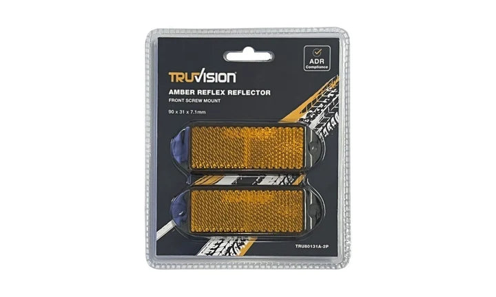 Reflex Reflector (Amber) 90X31 Screw 2Pk