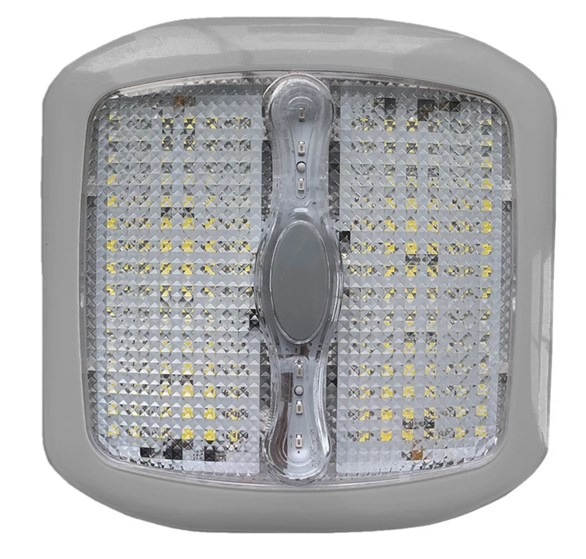 12V Silver Ceiling LED Light - White + Red Nightlights
