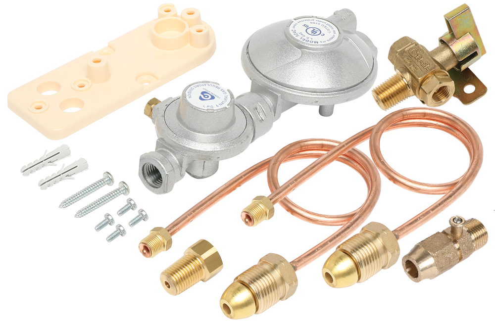 Regulator LPG 160Mj Manual Change over 2 x 450mm Pigtails & Bracket