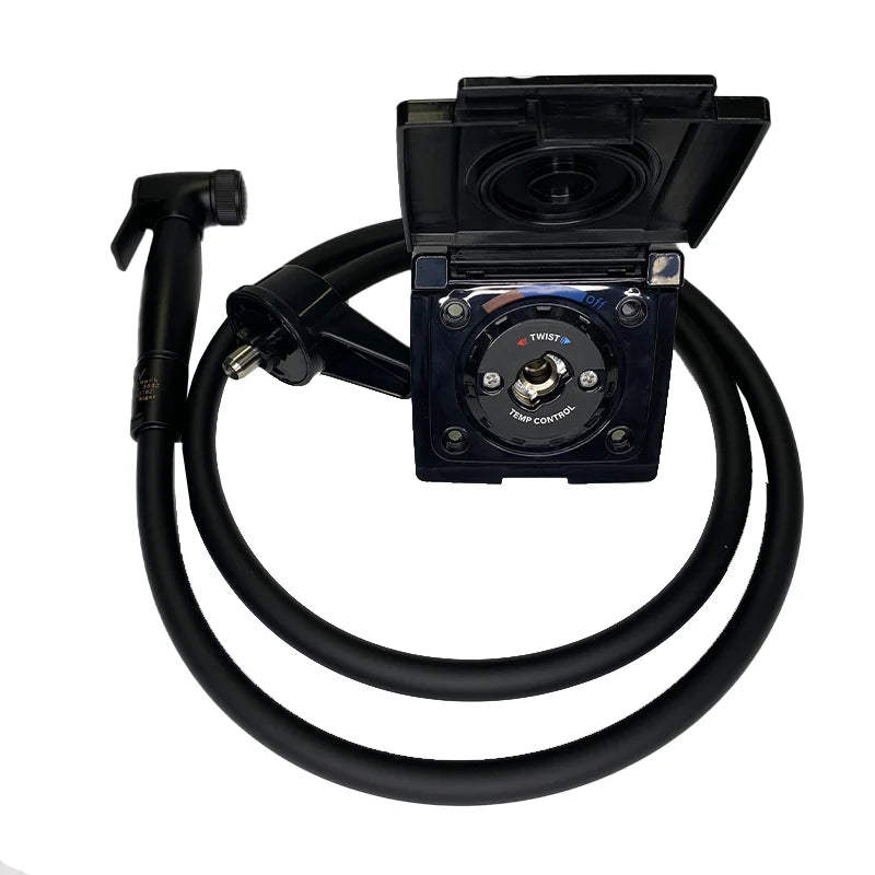 RV External Camper Shower Point | Black with 1.5Mtr Hose