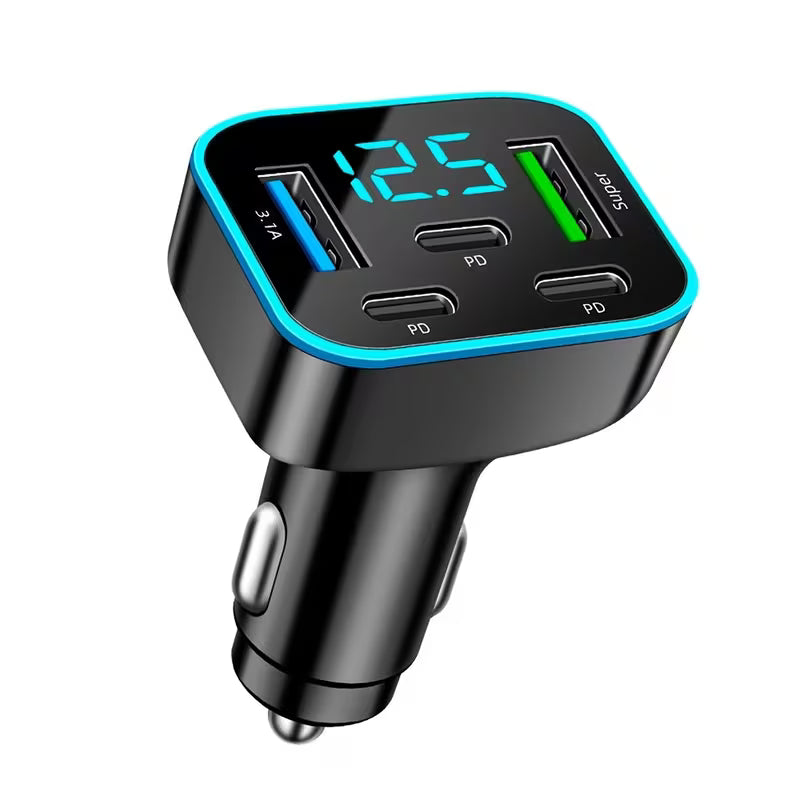 5 PORT CIGARETTE SOCKET CHARGER - USB AND USB C