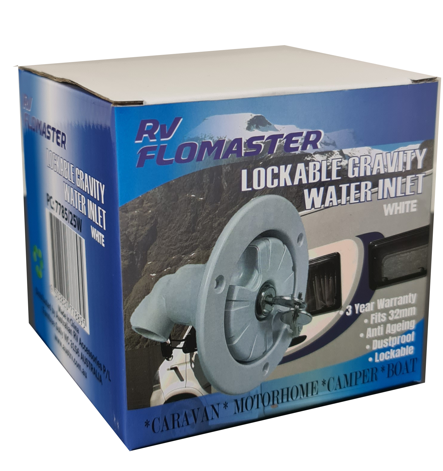 RV Flow masters Lockable Gravity Water Inlet - White
