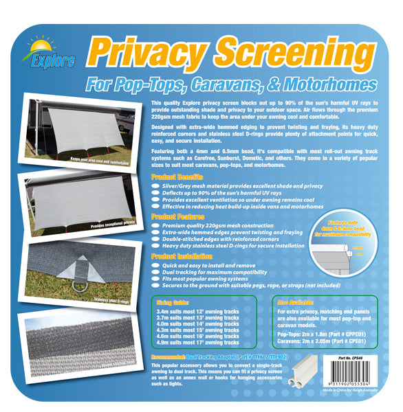 CARAVAN PRIVACY SCREEN 1.8 X 4.6M GREY