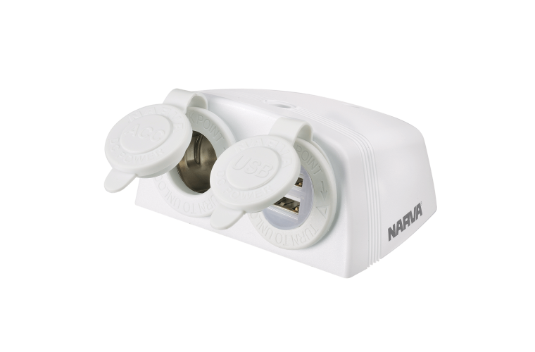 NARVA Surface Mount ACC/USB Socket - White 81168WBL