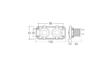 NARVA Dual Flush Mount ACC/ACC Socket Black 81027BL
