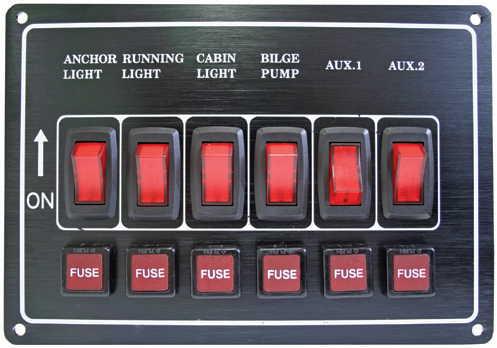 6 Gang Horizontal Switch Panel - Black