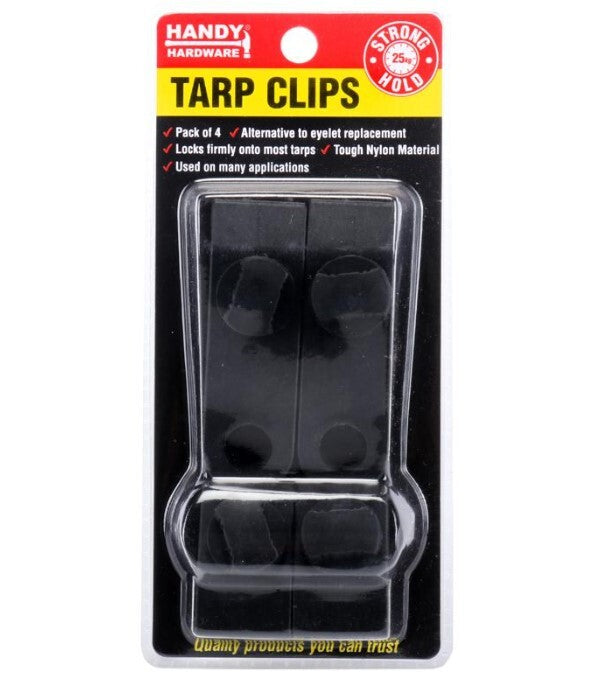 Tarpaulin Clips Black Hold 25kg 4 Pack