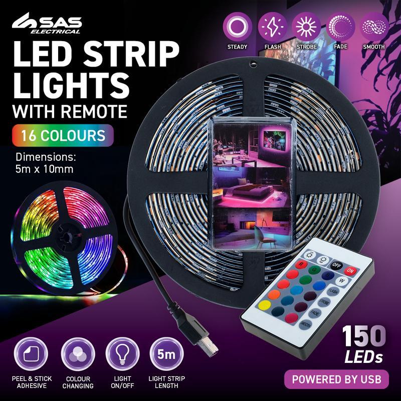5m LED Strip Light USB Powered With Remote