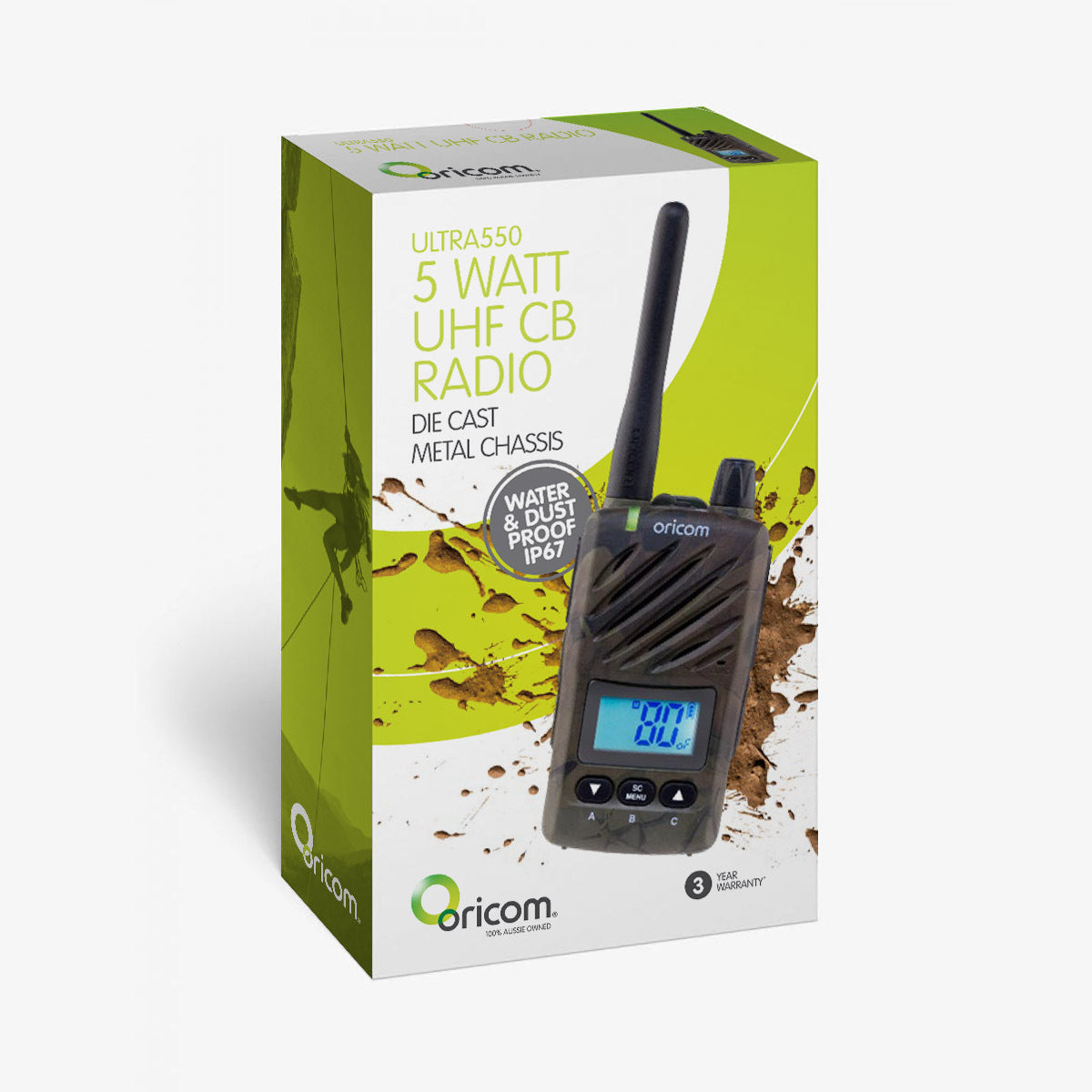 Oricom ULTRA550 CAMO Waterproof 5 Watt Handheld UHF CB Radio