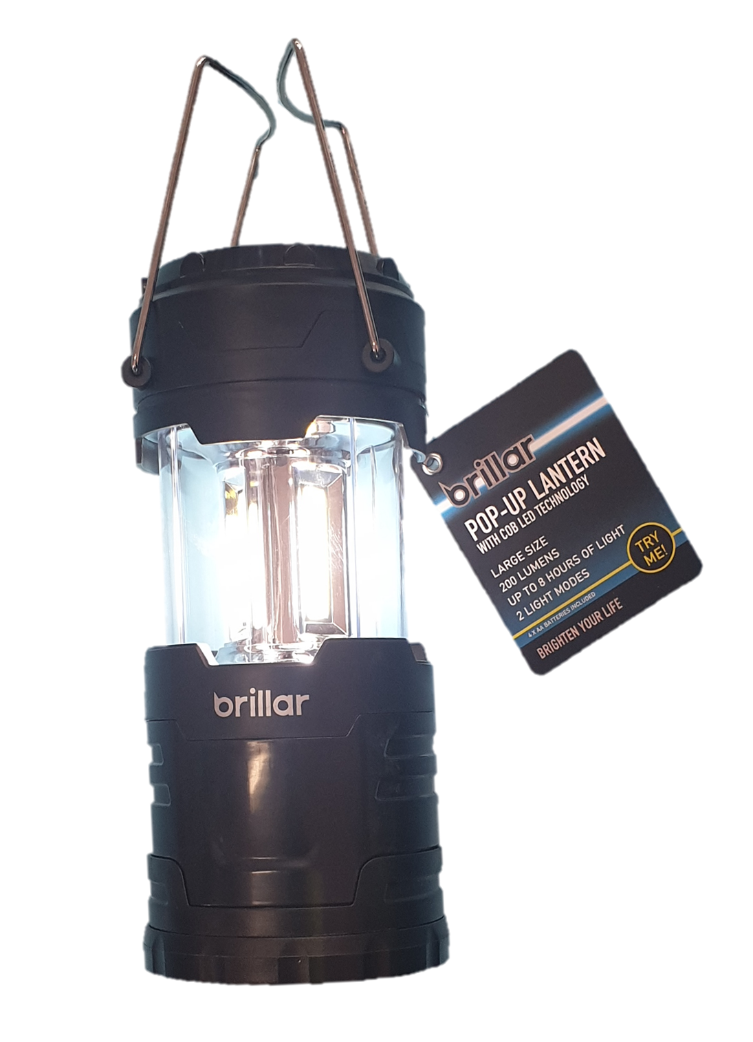 Black Brillar Large Pop Up Lantern with COB LED technology