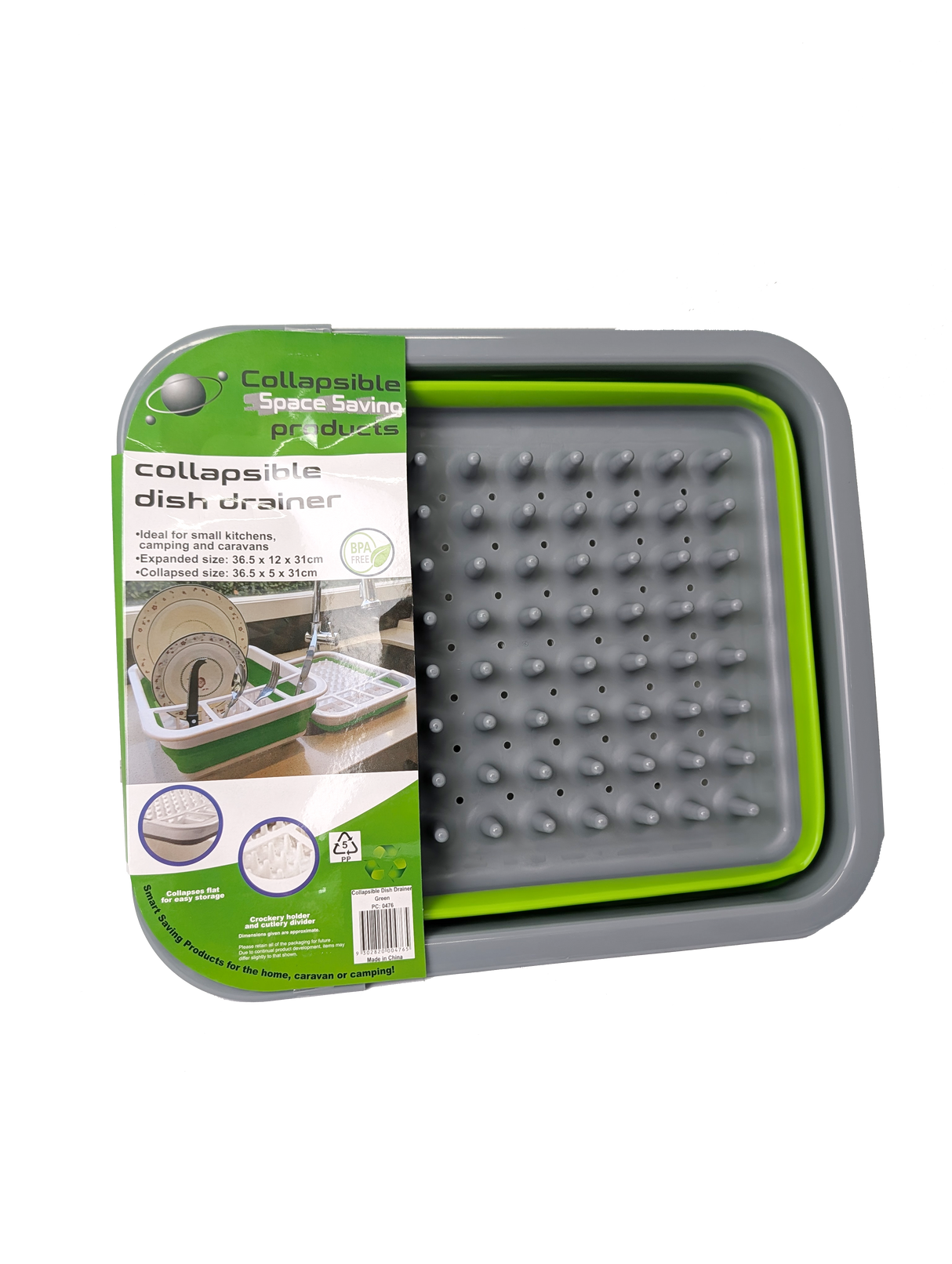 Collapsible Silicone Dish Drainer - Green