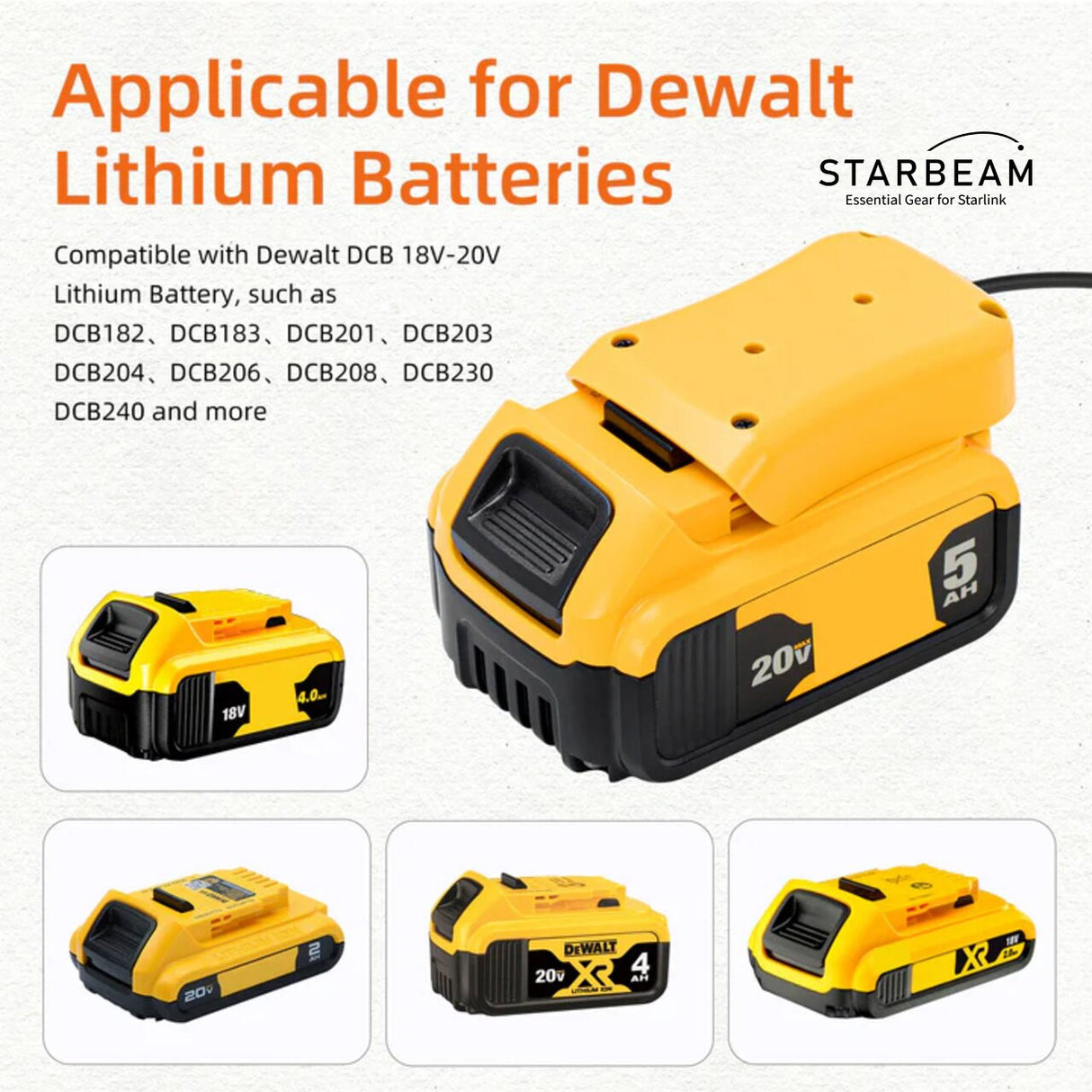 STARBEAM Starlink Mini Dewalt 18V Battery Adapter