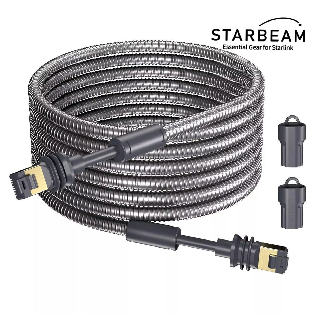 STARBEAM Starlink Gen3 Outdoor Armoured Stainless Steel Sleeve Ethernet Cable 30m