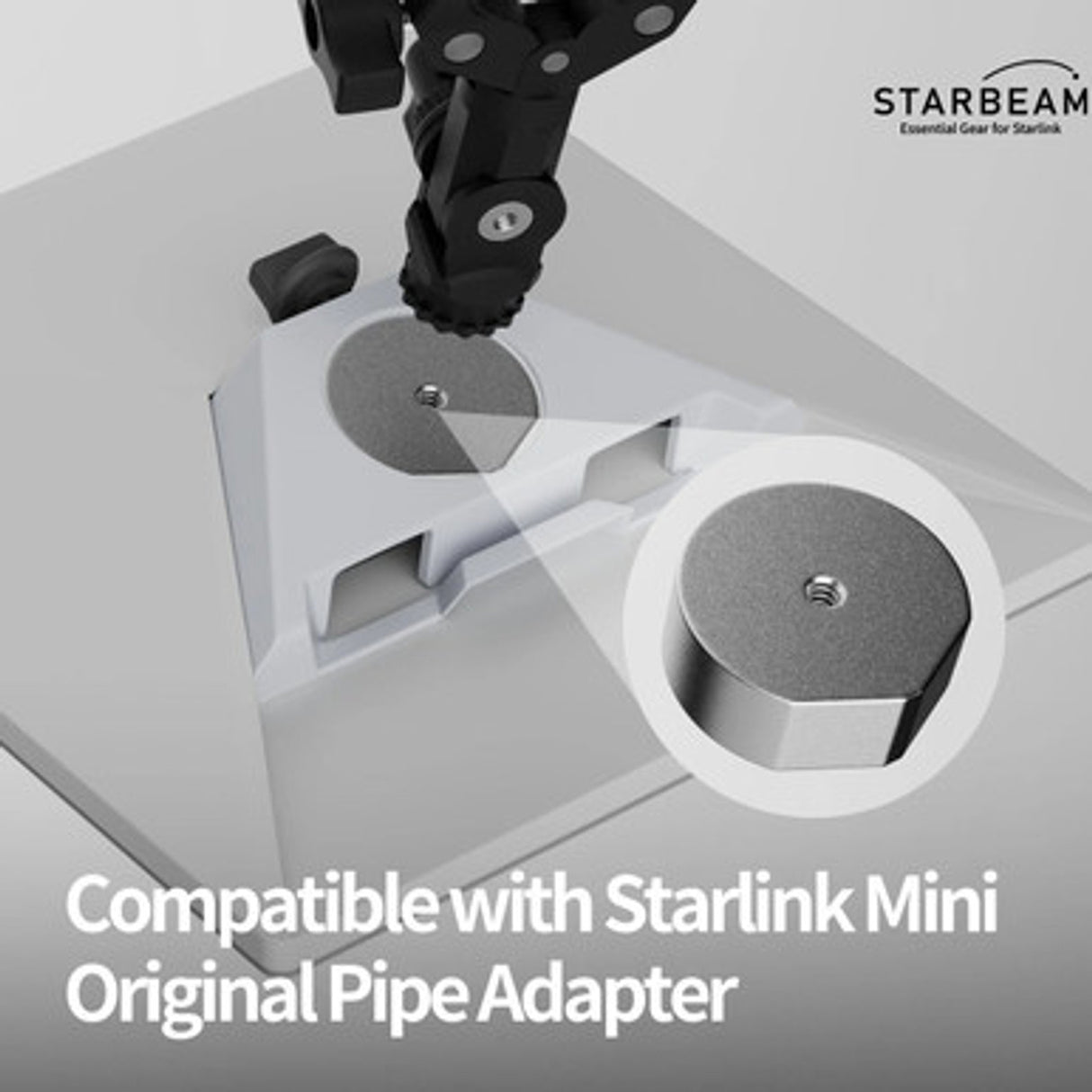 STARBEAM Starlink Mini Clamp Pole Mount – fits Pipe Adapter and Flat Mount (new Mini model)