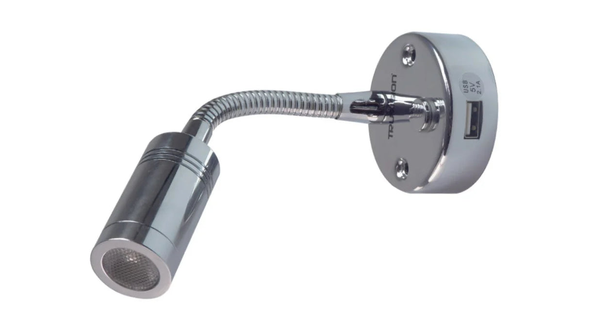 Reading Light w/ nightlight Goose neck Chrome