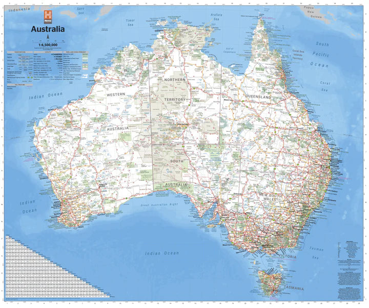 Australia Large Map - 1000x875 - Laminate paper in a tube