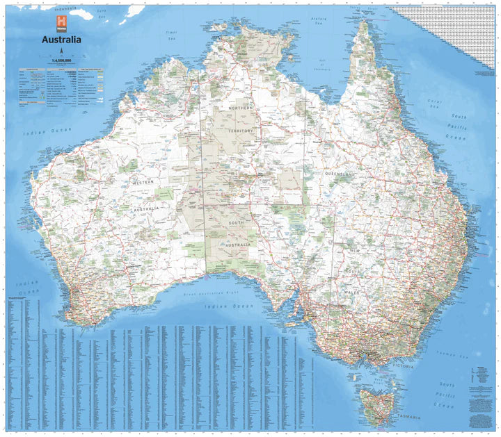 Australia Large Map - 1000x875 - Laminate paper in a tube