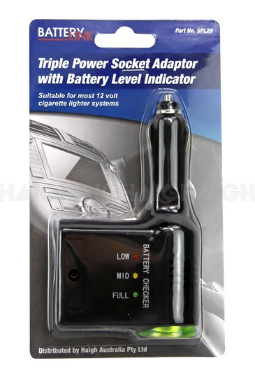 BATTERY LINK TRIPLE POWER SOCKET ADAPTOR WITH BATTERY LEVEL INDICATOR