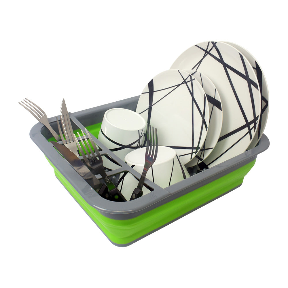 Collapsible Silicone Dish Drainer - Green