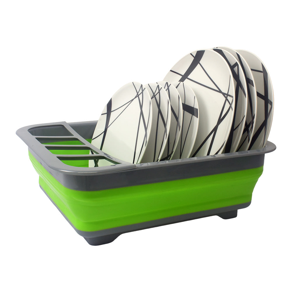 Collapsible Silicone Dish Drainer - Green