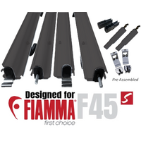 AUSSIE TRAVELLER ANTI FLAP KIT BLACK MEDIUM 2200mm - 2300mm, WITH FIAMMA F45S ADAPTOR KIT