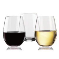 CRYSTAL CLEAR TRITAN STEMLESS WHITE WINE GLASSES 16 OZ set of 4