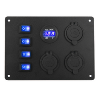 4 Gang 12V Switch Panel Rocker ON-OFF Toggle USB/Socket/Voltmeter