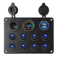 8 Gang 12V Switch Panel ON-OFF Toggle Rocker 2 USB