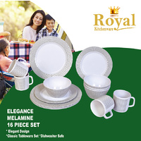 Royal Kitchenware 16 Piece Melamine Dinner Set - Elegance