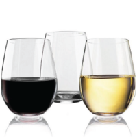 Crystal Clear Tritan Stemless Red Wine Glasses 