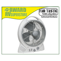 Fantastic 10" 12V Rechargeable Oscillating Fan with AM/FM Radio MP3 Input Caravan Camping New