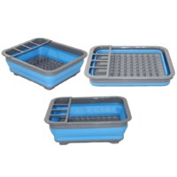Collapsible Silicone Blue Dish Drainer