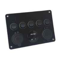 Marine 5 Switch gang Panel with Acc/Volt/Twin Usb