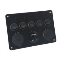 Marine 5 Switch Gang Panel with Acc/Volt/Twin Usb