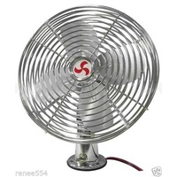 12V Truck Car RV Interior Fan 8&quot; Chrome 