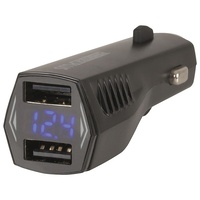 Powertech Dual USB 4.8A Smart IC Car Charger with LCD Voltage Display