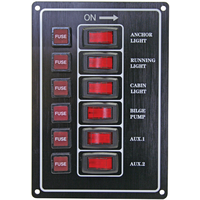 MARINE SWITCH PANEL BLACK 6 SWITCH VERTICAL