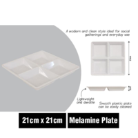 White Melamine Serving Plate 4 Section 