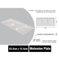 WHITE MELAMINE SERVING PLATE 3 SECTION