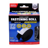 Adhesive Tape Hook &amp; Loop Black 25mm x 3m Roll