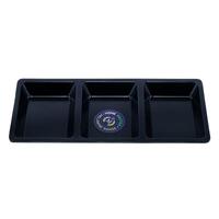 Melamine Platter Tray with 3 Section Divider Rectangular - Black