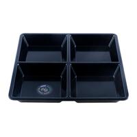 Melamine Platter Tray with 4 Section Divider Square 21cm x 2.5cm - Black