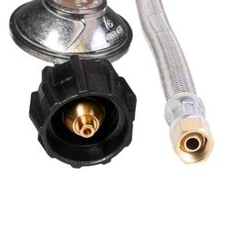 S/S Hose &amp; Reg 2kg  1/4&quot; BSPF x LCC27 H/Wheel 600mm