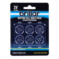 Brillar Button Cell Multi Pack 3V 6pk