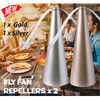 Fly Fan Repeller - 1 x Gold, 1 x Silver Pack