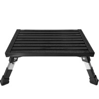 Single Folding Portable Caravan Step with Adjustable Legs -  Black