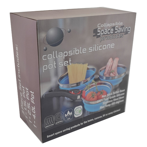 NON STICK COLLAPSIBLE  SILICONE POTS SET OF 3 